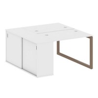 Metal System Quattro 5x5 50БО.РС-СШК-1.1 (Белый/Мокко) Рабочая станция на О-образном м/к с опорным шкафом-купе