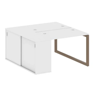 50БО.РС-СШК-1.1 (Белый/Мокко) Рабочая станция на О-образном м/к с опорным шкафом-купе