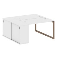 Metal System Quattro 5x5 50БО.РС-СШК-1.2 (Белый/Мокко) Рабочая станция на О-образном м/к с опорным шкафом-купе