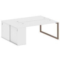 Metal System Quattro 5x5 50БО.РС-СШК-1.4 (Белый/Мокко) Рабочая станция на О-образном м/к с опорным шкафом-купе