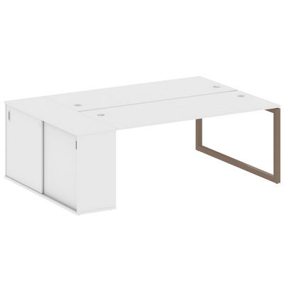 Metal System Quattro 5x5 50БО.РС-СШК-1.5 (Белый/Мокко) Рабочая станция на О-образном м/к с опорным шкафом-купе