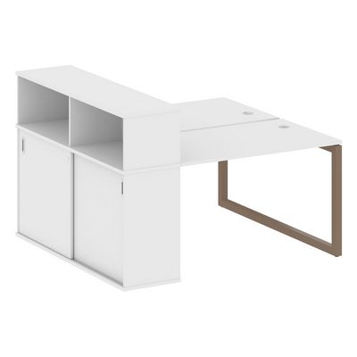 Metal System Quattro 5x5 50БО.РС-СШК-2.2 (Белый/Мокко) Рабочая станция на О-образном м/к с опорным шкафом-купе