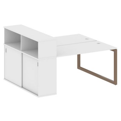 Metal System Quattro 5x5 50БО.РС-СШК-2.3 (Белый/Мокко) Рабочая станция на О-образном м/к с опорным шкафом-купе