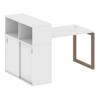 Metal System Quattro 5x5 50БО.РС-СШК-3.2 (Белый/Мокко) Стол письменный на О-образном м/к с опорным шкафом-купе