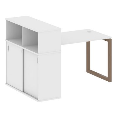 Metal System Quattro 5x5 50БО.РС-СШК-3.2 (Белый/Мокко) Стол письменный на О-образном м/к с опорным шкафом-купе