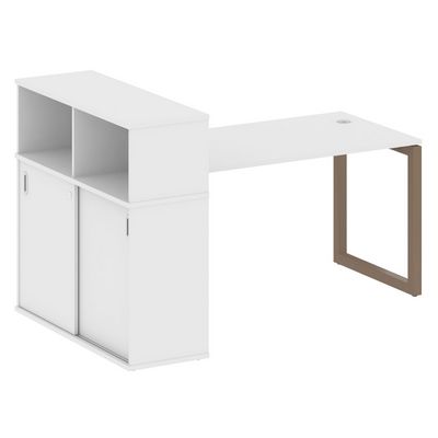 Metal System Quattro 5x5 50БО.РС-СШК-3.3 (Белый/Мокко) Стол письменный на О-образном м/к с опорным шкафом-купе
