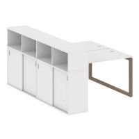 Metal System Quattro 5x5 50БО.РС-СШК-4.2 (Белый/Мокко) Рабочая станция на О-образном м/к с опорным шкафом-купе