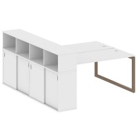 Metal System Quattro 5x5 50БО.РС-СШК-4.4 (Белый/Мокко) Рабочая станция на О-образном м/к с опорным шкафом-купе
