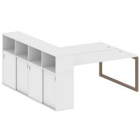 Metal System Quattro 5x5 50БО.РС-СШК-4.5 (Белый/Мокко) Рабочая станция на О-образном м/к с опорным шкафом-купе