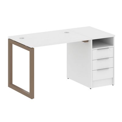 Metal System Quattro 5x5 50БО.РС-СТП-1.1 (Белый/Мокко) Рабочая станция на О-образном м/к с опорной тумбой