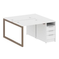 Metal System Quattro 5x5 50БО.РС-СТП-2.1 (Белый/Мокко) Рабочая станция на О-образном м/к с опорной тумбой