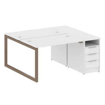 Metal System Quattro 5x5 50БО.РС-СТП-2.2 (Белый/Мокко) Рабочая станция на О-образном м/к с опорной тумбой