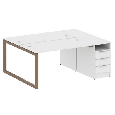 Metal System Quattro 5x5 50БО.РС-СТП-2.3 (Белый/Мокко) Рабочая станция на О-образном м/к с опорной тумбой