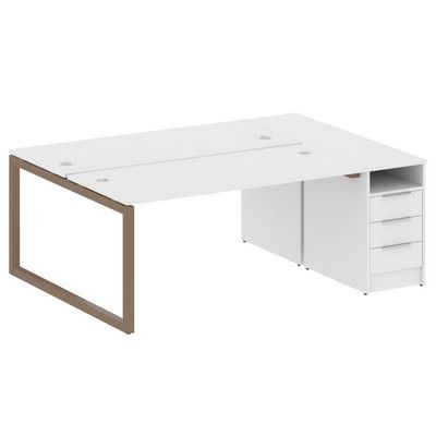 Metal System Quattro 5x5 50БО.РС-СТП-2.4 (Белый/Мокко) Рабочая станция на О-образном м/к с опорной тумбой