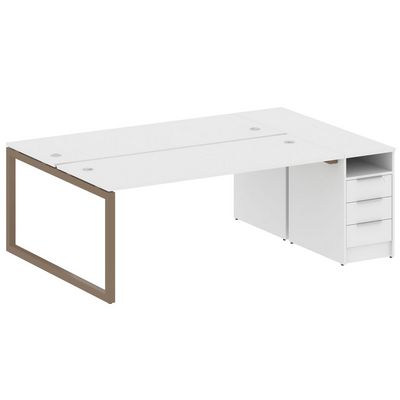 Metal System Quattro 5x5 50БО.РС-СТП-2.5 (Белый/Мокко) Рабочая станция на О-образном м/к с опорной тумбой