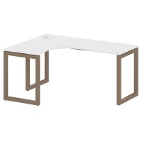 Metal System Quattro 5x5 50БО.СА-4 Л (Белый/Мокко) Стол криволинейный левый на О-образном м/к