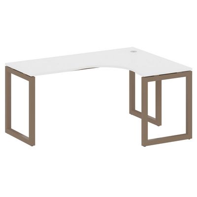 Metal System Quattro 5x5 50БО.СА-4 Пр (Белый/Мокко) Стол криволинейный правый на О-образном м/к