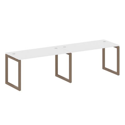 Metal System Quattro 5x5 50БО.СМ-2.3 (Белый/Мокко) Рабочая станция на 2 раб.места на О-образном м/к