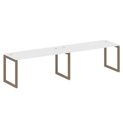 Metal System Quattro 5x5 50БО.СМ-2.4 (Белый/Мокко) Рабочая станция на 2 раб.места на О-образном м/к