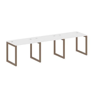 Metal System Quattro 5x5 50БО.СМ-3.1 (Белый/Мокко) Рабочая станция на 3 раб.места на О-образном м/к