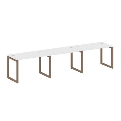 Metal System Quattro 5x5 50БО.СМ-3.2 (Белый/Мокко) Рабочая станция на 3 раб.места на О-образном м/к