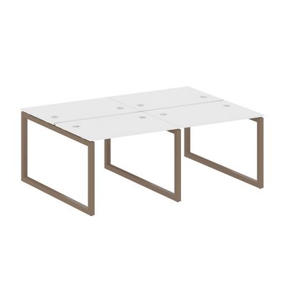 Metal System Quattro 5x5 50БО.СМ-4.1 (Белый/Мокко) Рабочая станция на 4 раб.места на О-образном м/к