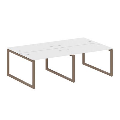 Metal System Quattro 5x5 50БО.СМ-4.2 (Белый/Мокко) Рабочая станция на 4 раб.места на О-образном м/к