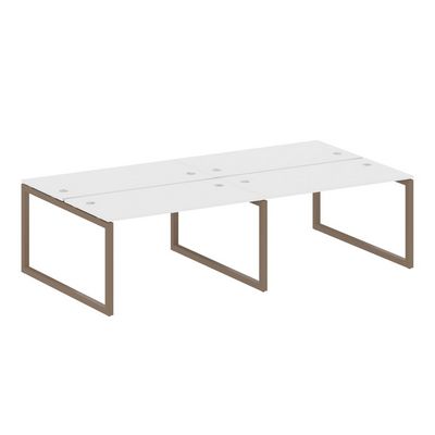 Metal System Quattro 5x5 50БО.СМ-4.3 (Белый/Мокко) Рабочая станция на 4 раб.места на О-образном м/к