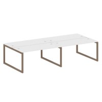 Metal System Quattro 5x5 50БО.СМ-4.4 (Белый/Мокко) Рабочая станция на 4 раб.места на О-образном м/к