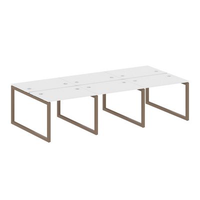 Metal System Quattro 5x5 50БО.СМ-6.1 (Белый/Мокко) Рабочая станция на 6 раб.мест на О-образном м/к