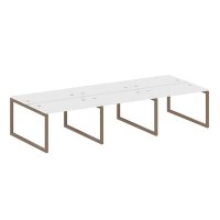 Metal System Quattro 5x5 50БО.СМ-6.2 (Белый/Мокко) Рабочая станция на 6 раб.мест на О-образном м/к
