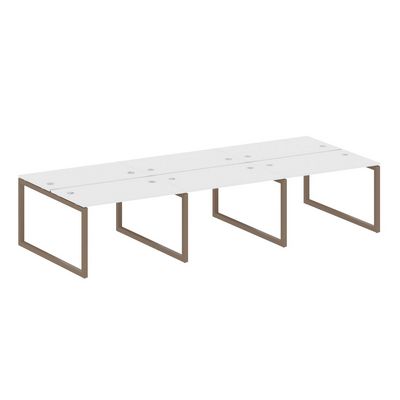 Metal System Quattro 5x5 50БО.СМ-6.2 (Белый/Мокко) Рабочая станция на 6 раб.мест на О-образном м/к