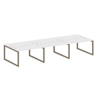 Metal System Quattro 5x5 50БО.СМ-6.3 (Белый/Мокко) Рабочая станция на 6 раб.мест на О-образном м/к