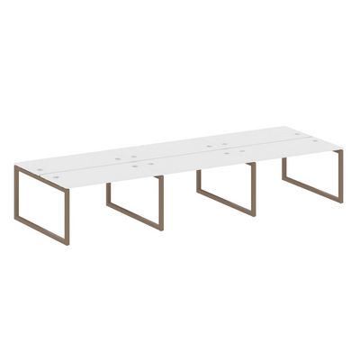 Metal System Quattro 5x5 50БО.СМ-6.3 (Белый/Мокко) Рабочая станция на 6 раб.мест на О-образном м/к