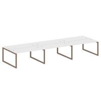 Metal System Quattro 5x5 50БО.СМ-6.4 (Белый/Мокко) Рабочая станция на 6 раб.мест на О-образном м/к