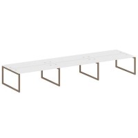 Metal System Quattro 5x5 50БО.СМ-6.5 (Белый/Мокко) Рабочая станция на 6 раб.мест на О-образном м/к
