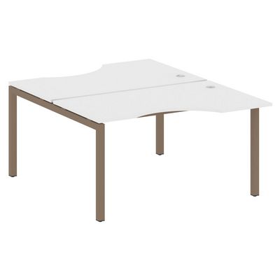 Metal System Quattro 5x5 50БП.РАС-СА-2.2 (Белый/Мокко) Рабочая станция криволинейная на П-образном м/к