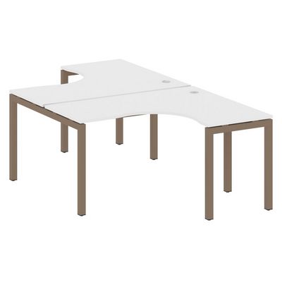 Metal System Quattro 5x5 50БП.РАС-СА-2.3 (Белый/Мокко) Рабочая станция криволинейная на П-образном м/к