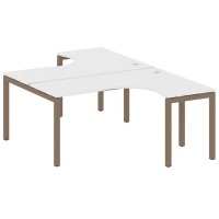 Metal System Quattro 5x5 50БП.РАС-СА-2.4 (Белый/Мокко) Рабочая станция криволинейная на П-образном м/к