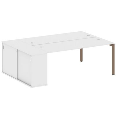 Metal System Quattro 5x5 50БП.РС-СШК-1.5 (Белый/Мокко) Рабочая станция на П-образном м/к с опорным шкафом-купе