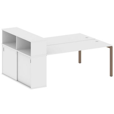 Metal System Quattro 5x5 50БП.РС-СШК-2.5 (Белый/Мокко) Рабочая станция на П-образном м/к с опорным шкафом-купе