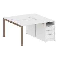 Metal System Quattro 5x5 50БП.РС-СТП-2.1 (Белый/Мокко) Рабочая станция на П-образном м/к с опорной тумбой