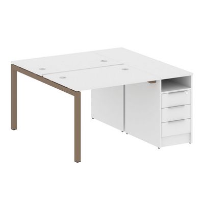 Metal System Quattro 5x5 50БП.РС-СТП-2.1 (Белый/Мокко) Рабочая станция на П-образном м/к с опорной тумбой