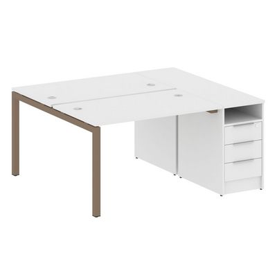 Metal System Quattro 5x5 50БП.РС-СТП-2.2 (Белый/Мокко) Рабочая станция на П-образном м/к с опорной тумбой