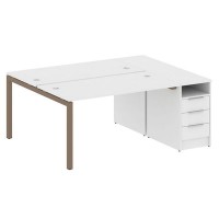 Metal System Quattro 5x5 50БП.РС-СТП-2.3 (Белый/Мокко) Рабочая станция на П-образном м/к с опорной тумбой