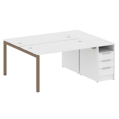 Metal System Quattro 5x5 50БП.РС-СТП-2.3 (Белый/Мокко) Рабочая станция на П-образном м/к с опорной тумбой