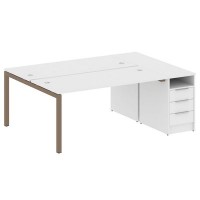 Metal System Quattro 5x5 50БП.РС-СТП-2.4 (Белый/Мокко) Рабочая станция на П-образном м/к с опорной тумбой