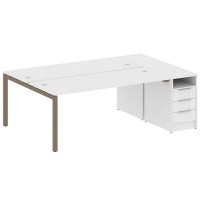 Metal System Quattro 5x5 50БП.РС-СТП-2.5 (Белый/Мокко) Рабочая станция на П-образном м/к с опорной тумбой