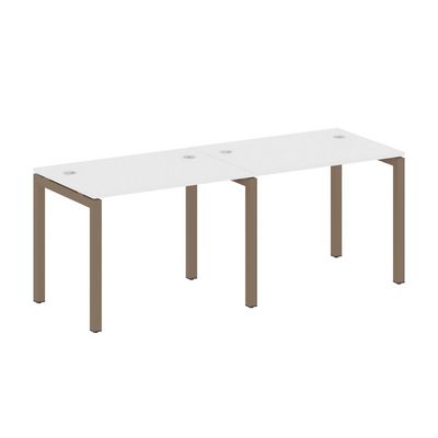 Metal System Quattro 5x5 50БП.СМ-2.1 (Белый/Мокко) Рабочая станция на 2 раб.места на П-образном м/к