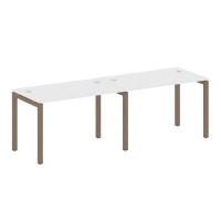 Metal System Quattro 5x5 50БП.СМ-2.2 (Белый/Мокко) Рабочая станция на 2 раб.места на П-образном м/к